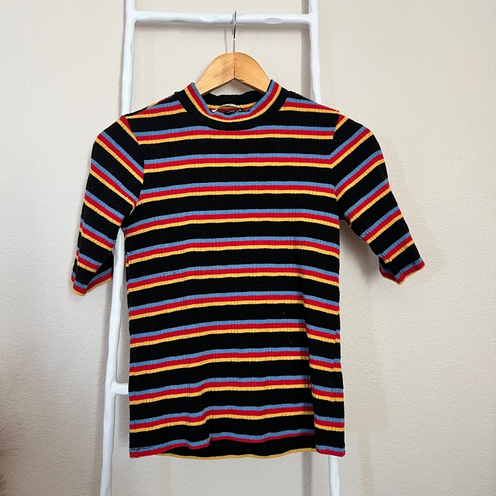Zara Short Sleeve Ribbed Top Size S